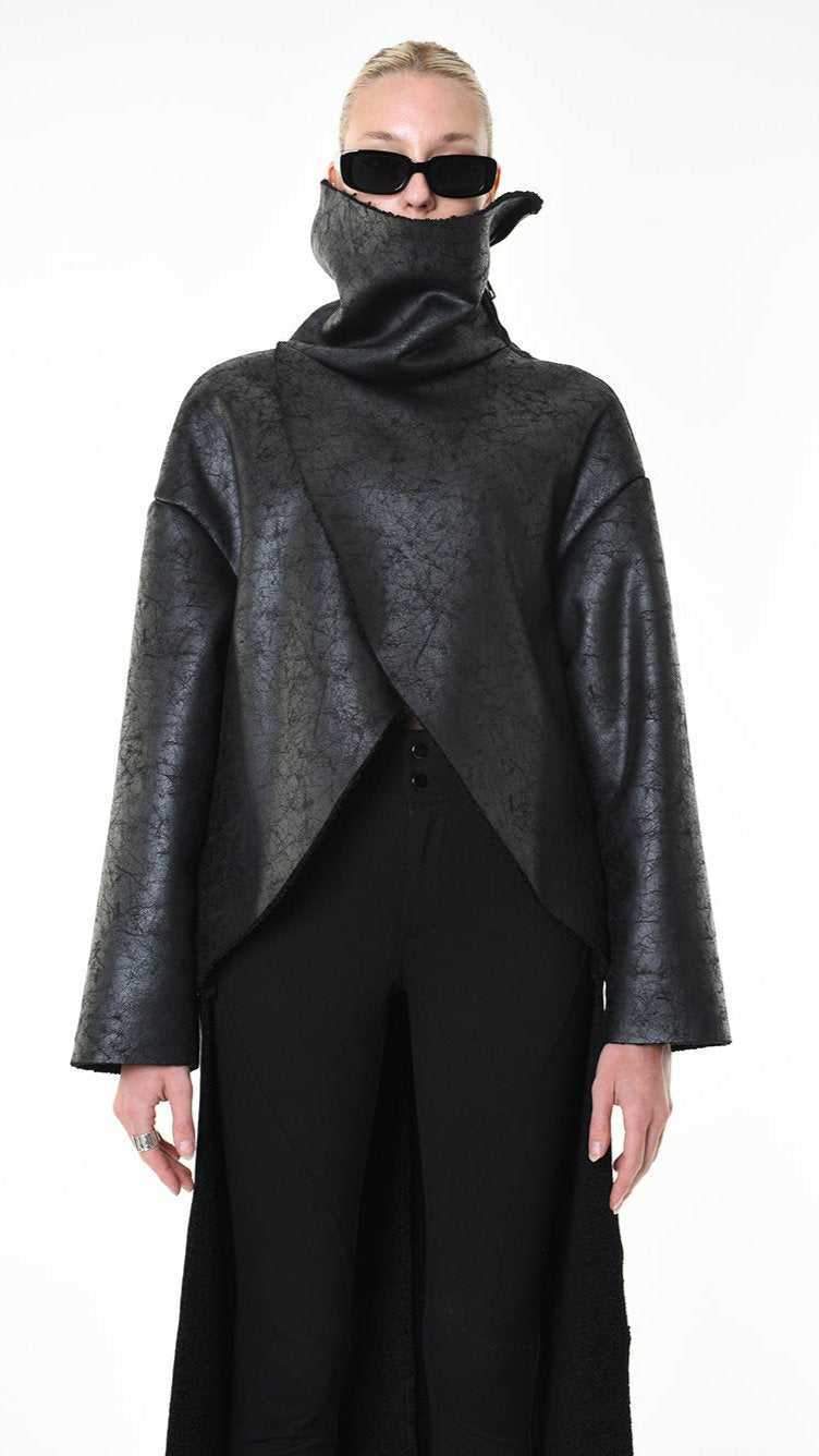 A34B LW92625 SPORT JACKET Coated Faux Shearling Black