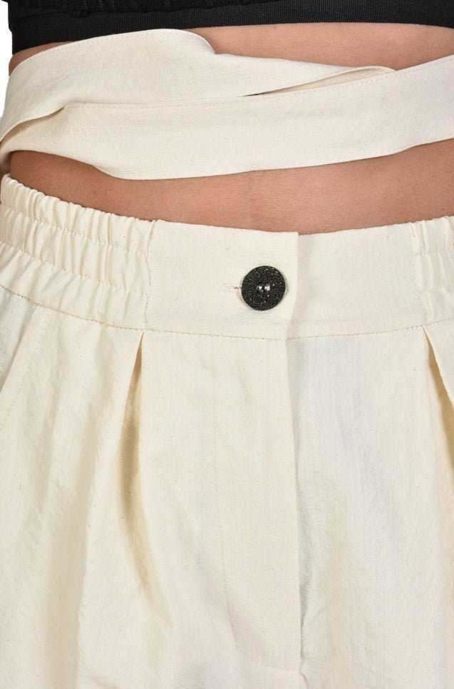 A34B SYLVANA23 ECRU BLACK Bottoms Woman