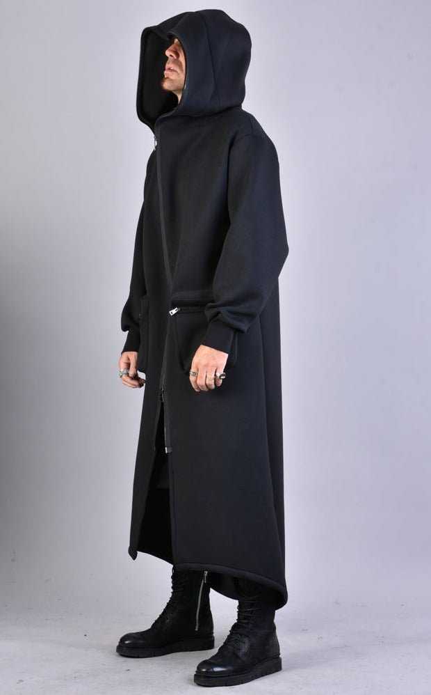 A34M LW62323 BLACK Long Scuba Coat 389 Coats & Jackets Cardigans LA HAINE INSIDE US TEPHRA