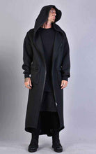 A34M LW62323 Coat - Black Long Scuba Viscose Blend Zip Closure Contemporary Unisex