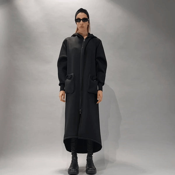 A34M LW62323 BLACK Long Scuba Coat woman 389 Coats & Jackets Jackets Woman LA HAINE INSIDE US TEPHRA