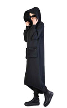 A34M LW62323 Coat - Black Long Scuba Viscose Blend Zip Closure Contemporary Unisex