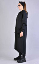 A34M LW62323 BLACK Long Scuba Coat woman