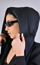 A34M LW62323 BLACK Long Scuba Coat woman