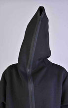 A34M LW62323 Coat - Black Long Scuba Viscose Blend Zip Closure Contemporary Unisex