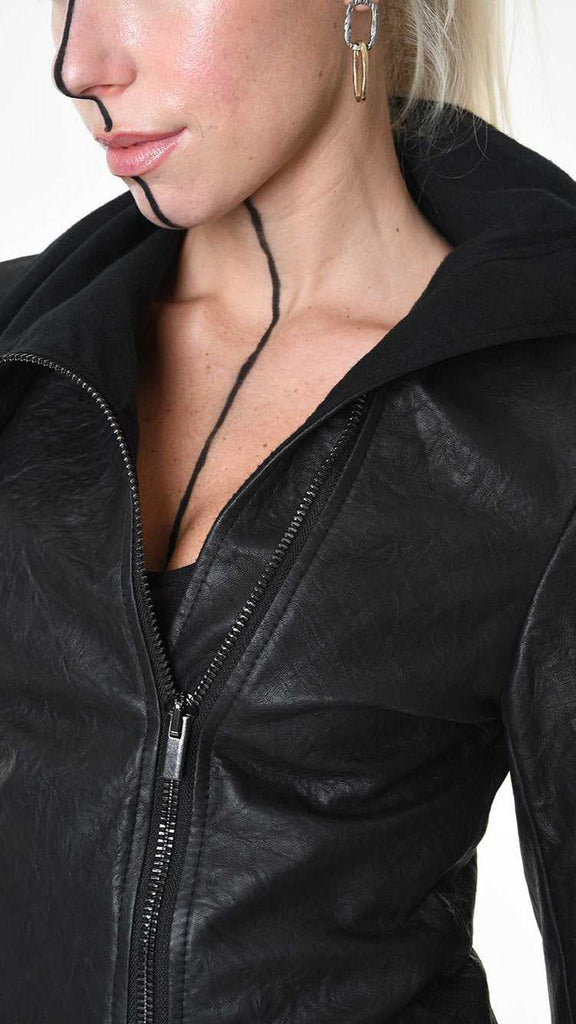 A34O LW86825 JACKET Dyed Leather Black 1128 LEATHER JACKET Fall Winter 2024|25 Woman LA HAINE INSIDE US TEPHRA