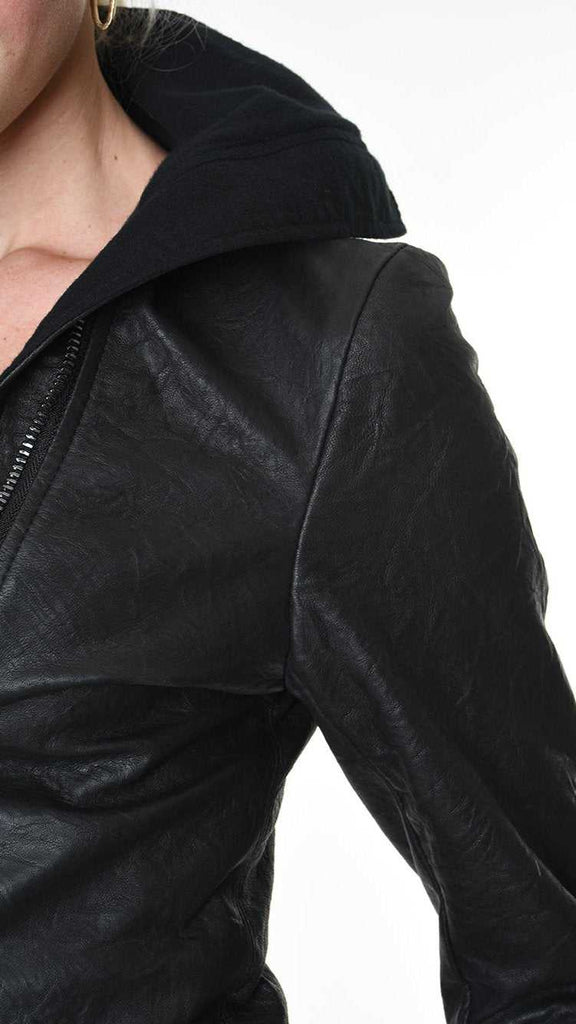 A34O LW86825 JACKET Dyed Leather Black 1128 LEATHER JACKET Fall Winter 2024|25 Woman LA HAINE INSIDE US TEPHRA