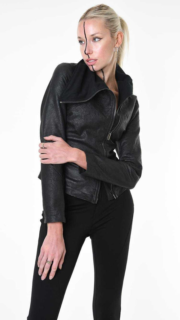 A34O LW86825 JACKET Dyed Leather Black 1128 LEATHER JACKET Fall Winter 2024|25 Woman LA HAINE INSIDE US TEPHRA