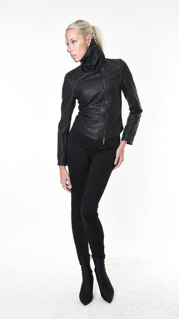 A34O LW86825 JACKET Dyed Leather Black.