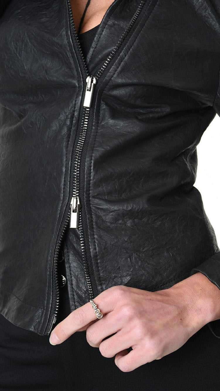 A34O LW86825 JACKET Dyed Leather Black