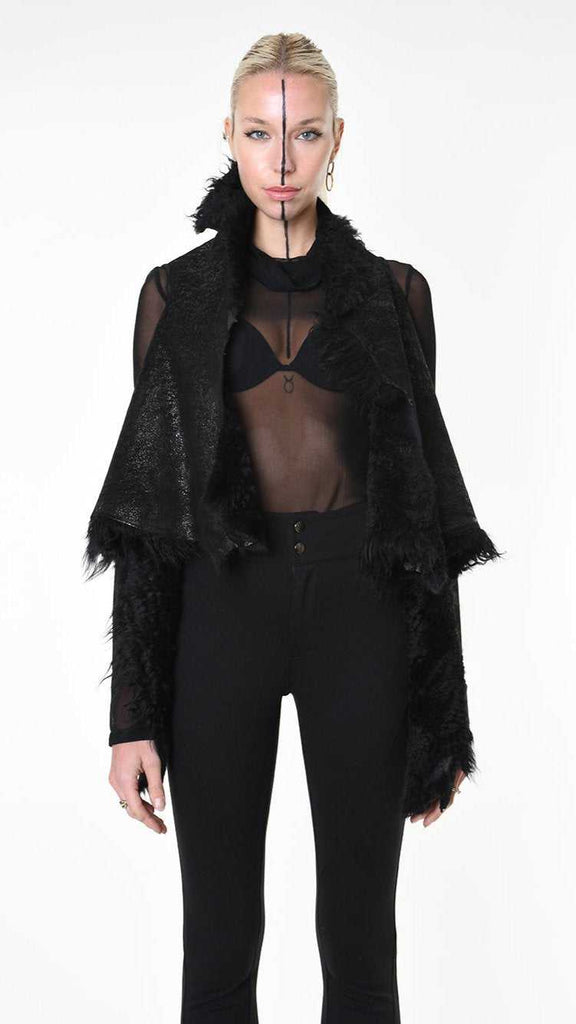 A34O LW86925 GILET Coated Shearling Double Face Black 1178 LEATHER JACKET Fall Winter 2024|25 Woman LA HAINE INSIDE US TEPHRA