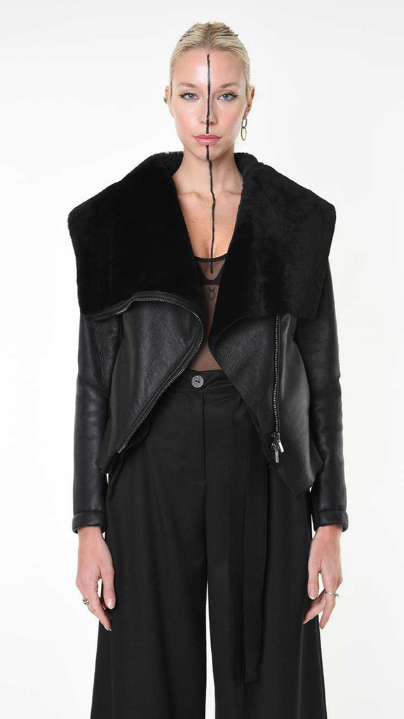 A34O LW92025 JACKET Shearling Black 1968 LEATHER JACKET Fall Winter 2024|25 Woman LA HAINE INSIDE US TEPHRA