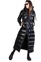 A34P LW63123 BLACK Long Nylon Down Jacket