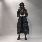 A34P LW63123 BLACK Long Nylon Down Jacket