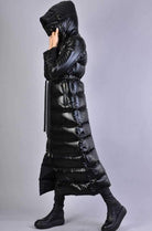 A34P LW63123 BLACK Long Nylon Down Jacket