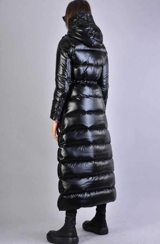 A34P LW63123 BLACK Long Nylon Down Jacket