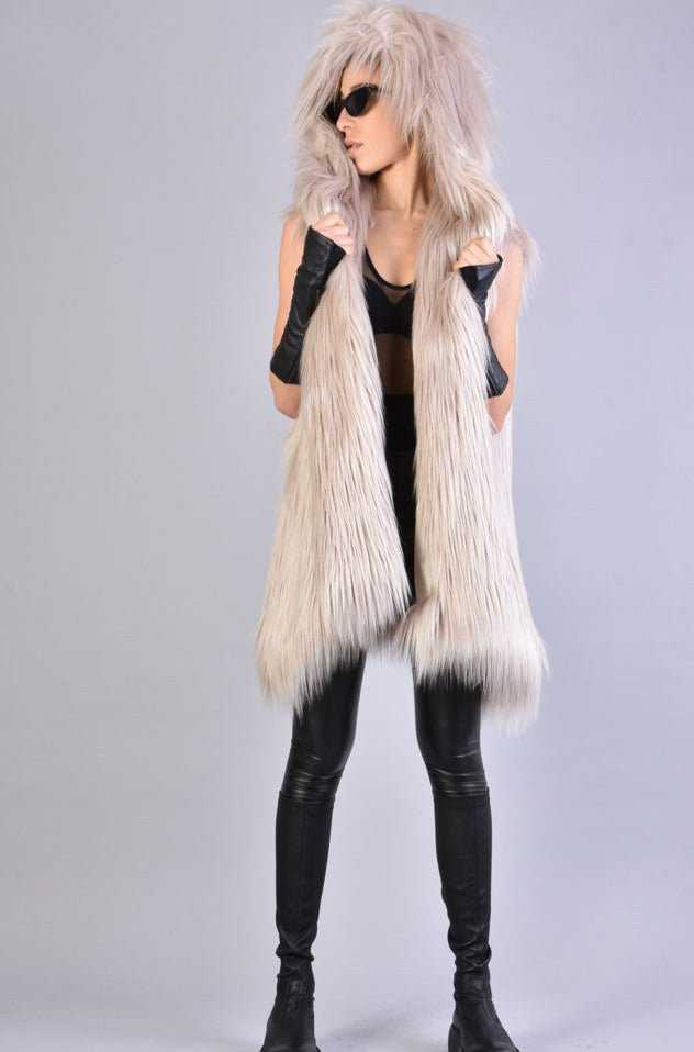 A34Q LW52723 SAND Lined Faux Fur Sleeveless Coat 939 Coats & Jackets Jackets Woman LA HAINE INSIDE US TEPHRA