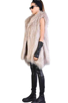 A34Q LW52723 SAND Lined Faux Fur Sleeveless Coat