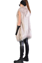 A34Q LW52723 SAND Lined Faux Fur Sleeveless Coat
