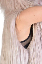 A34Q LW52723 SAND Lined Faux Fur Sleeveless Coat