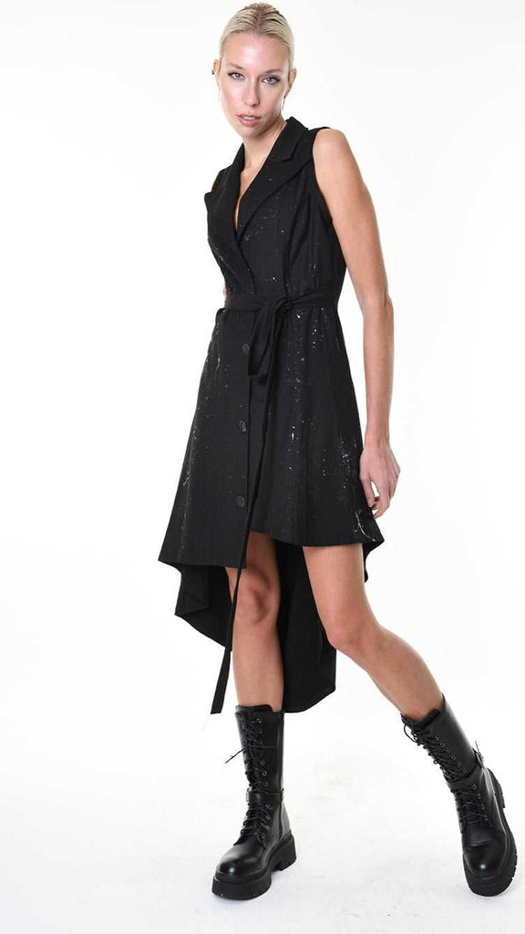 A34R LW86725 DRESS/GILET Asymmetric Coated Fluido Black 248 Dresses Dress Woman LA HAINE INSIDE US TEPHRA