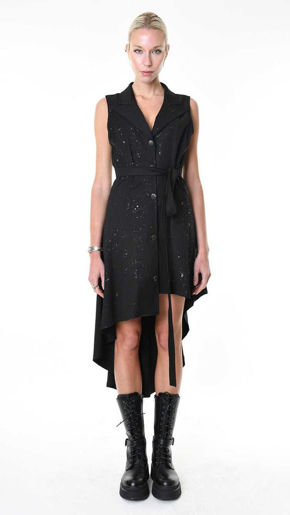 A34R LW86725 DRESS/GILET Asymmetric Coated Fluido Black 248 Dresses Dress Woman LA HAINE INSIDE US TEPHRA