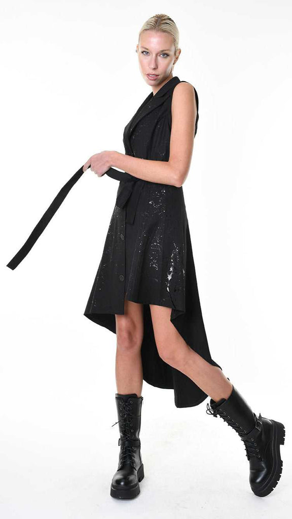 A34R LW86725 DRESS/GILET Asymmetric Coated Fluido Black 248 Dresses Dress Woman LA HAINE INSIDE US TEPHRA