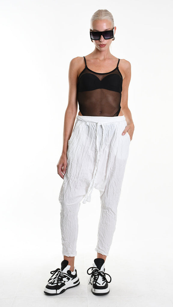 A34R W504125 TROUSER Over Cotton Organic Crumpled White.