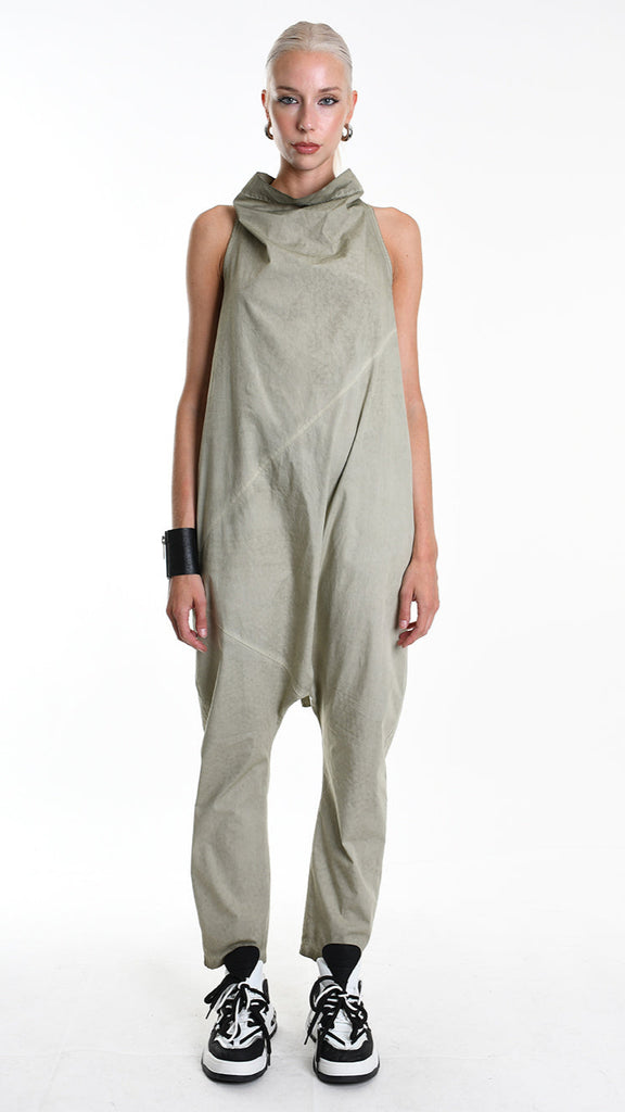 A34R W504525 JUMPSUIT Over Cotton Canvas Dyed Green.