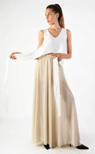 A34V LW73824 TOP Crop Asymmetric Georgette Doubled White