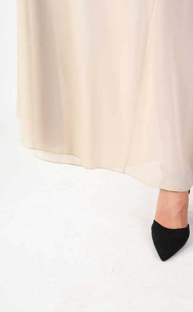 Georgette and jersey viscose sand trousers by LA HAINE INSIDE US, stylish and elegant.