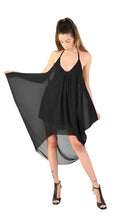 A34V LW74124 Dress Asymmetric Doubled Georgette Black