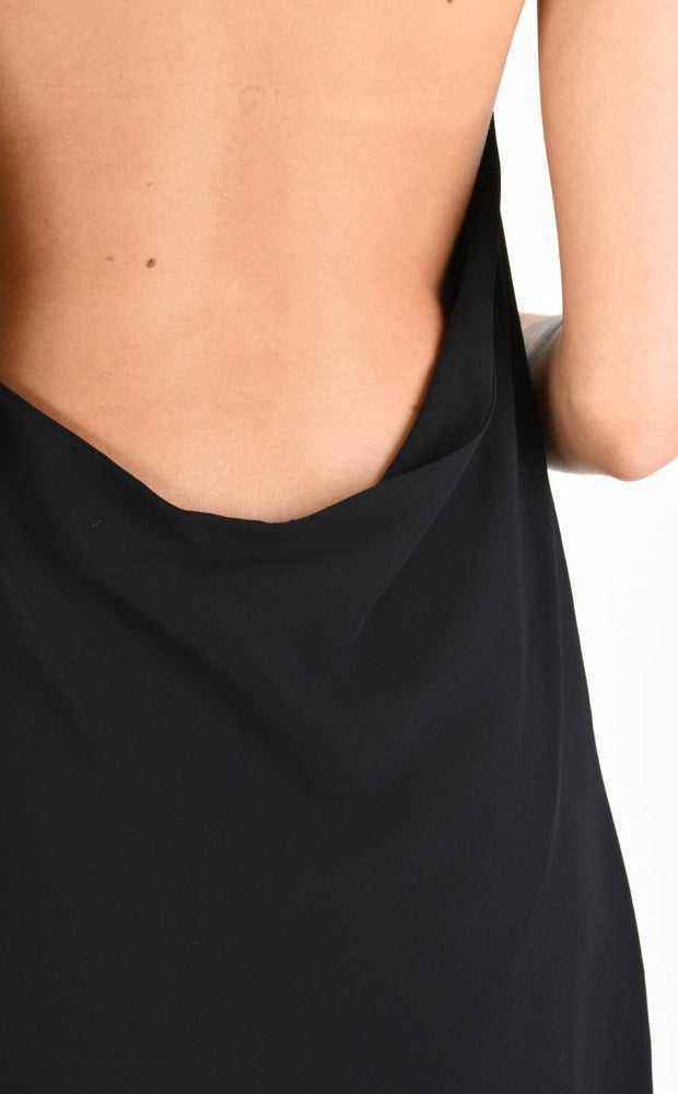A34V LW74124 Dress Asymmetric Doubled Georgette Black