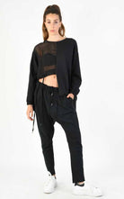 A34V LW74224 Tunic Over Fleece Stretch Dyed Black