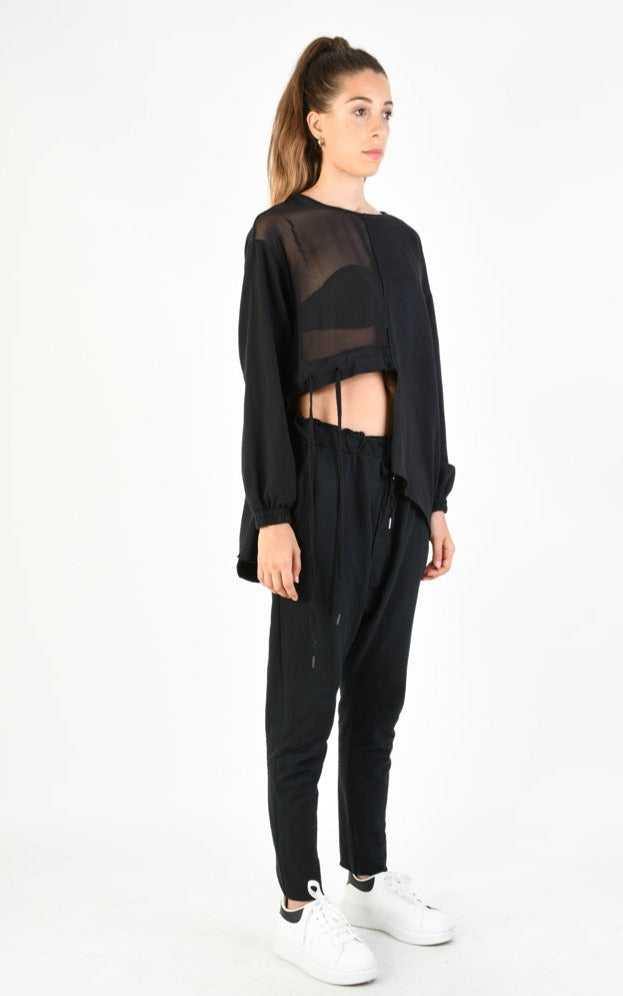 A34V LW74224 Tunic Over Fleece Stretch Dyed Black