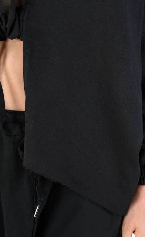 A34V LW74224 Tunic Over Fleece Stretch Dyed Black