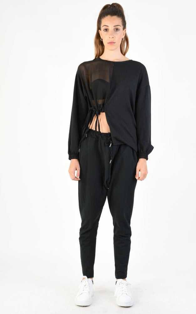 A34V LW74224 Tunic Over Fleece Stretch Dyed Black