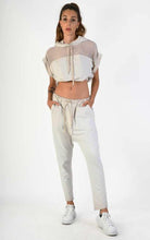 A34V LW74324 Tunic Crop Sleeveless Fleece Stretch Dyed Sand