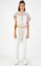 A34V LW74324 Tunic Crop Sleeveless Fleece Stretch Dyed Sand