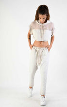 A34V LW74324 Tunic Crop Sleeveless Fleece Stretch Dyed Sand