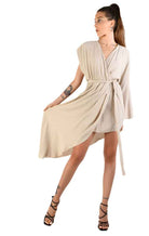 4V LW765 Dress Asymmetric Viscose Crepe Sand