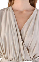 4V LW765 Dress Asymmetric Viscose Crepe Sand