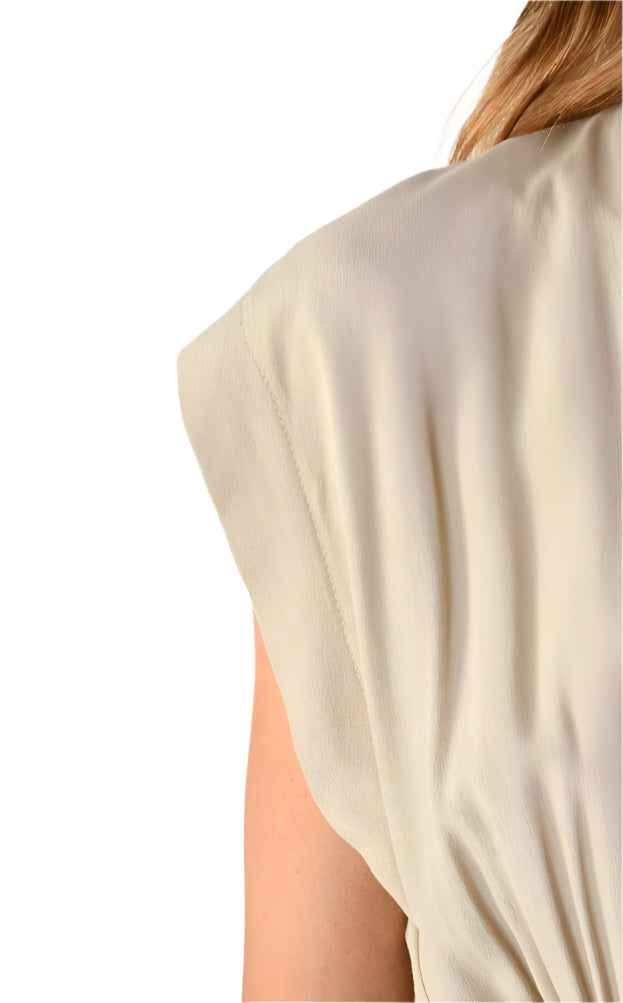 4V LW765 Dress Asymmetric Viscose Crepe Sand
