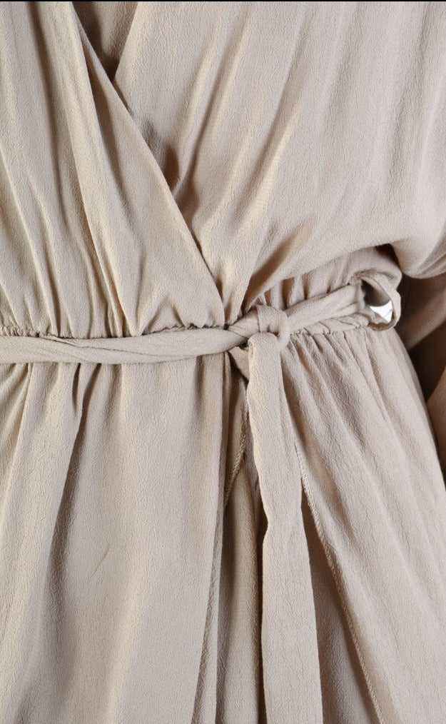 4V LW765 Dress Asymmetric Viscose Crepe Sand