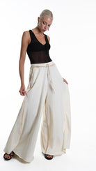 A34V W508125 TROUSER Wide Fleece Stretch Dyed Cold Sand