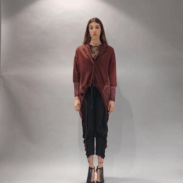 A39B SM167 BLOOD Fleece Asymmetric Jacket.