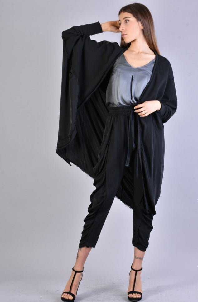 A39B SM168 BLACK Asymmetric Fleece Cardigan 296 Coats & Jackets Jackets Woman LA HAINE INSIDE US TEPHRA