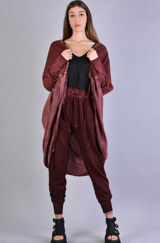 A39B SM168 BLOOD Oversize Asymmetric Fleece Cardigan.