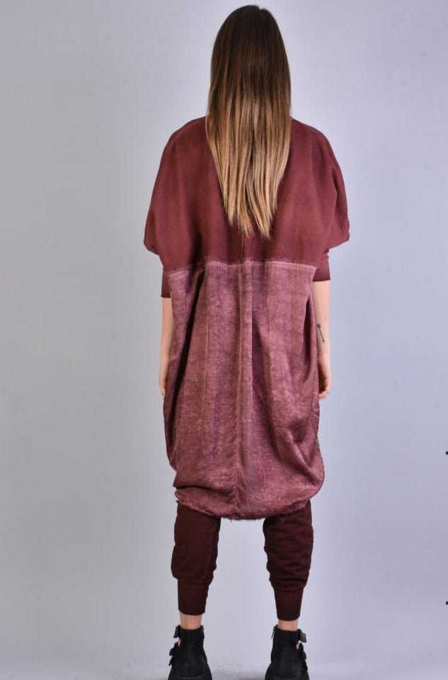 A39B SM168 BLOOD Oversize Asymmetric Fleece Cardigan.