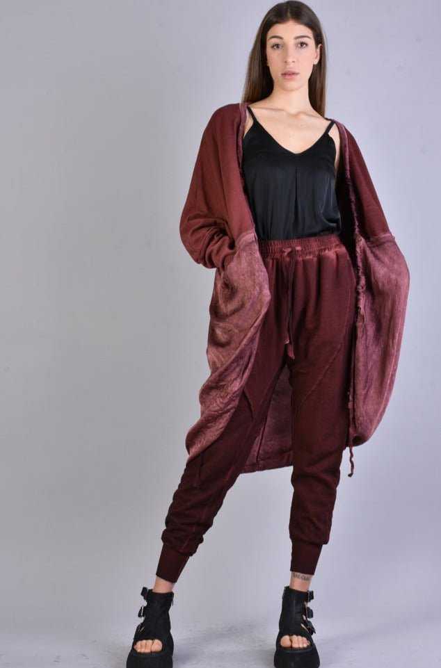 A39B SM168 BLOOD Oversize Asymmetric Fleece Cardigan.